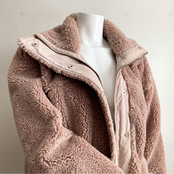 Abercrombie Fitch Soft A&F Collection Tan Teddy Jacket Sherpa Coat Oversized M - Picture 2 of 9